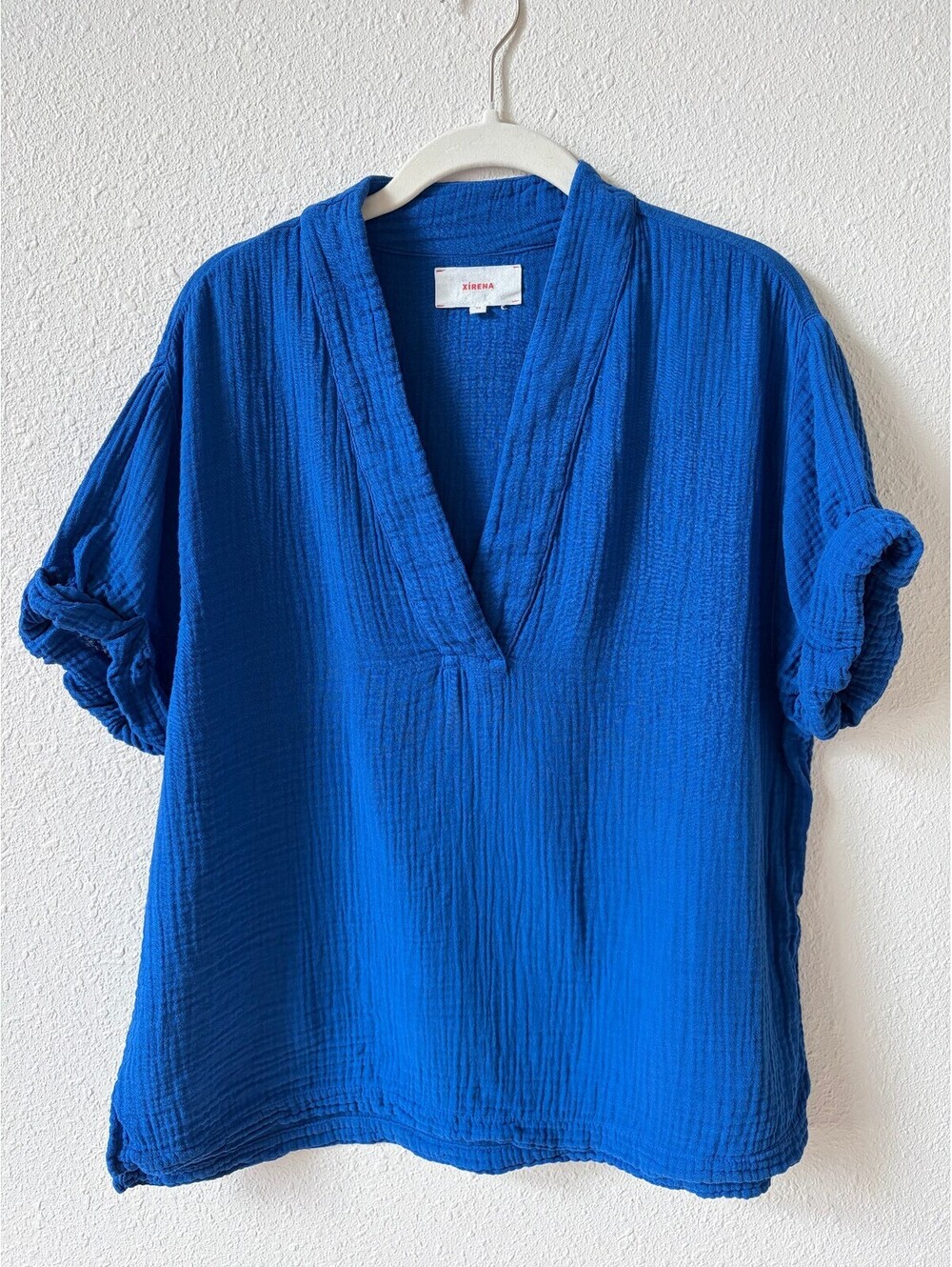 Xirena Avery Top Sea Blue Size XS Gauze Cotton Coastal Casual Oversized